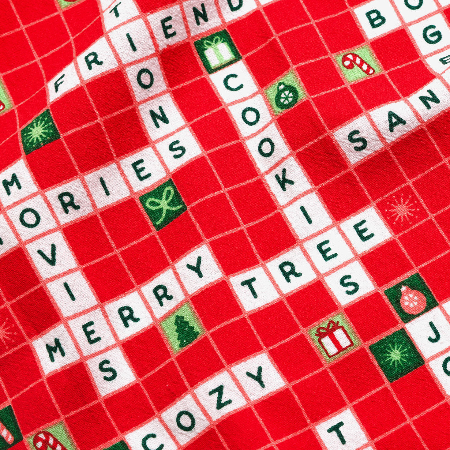 Holiday Words in Crossword Puzzle Dish Towel upclose view image number 4