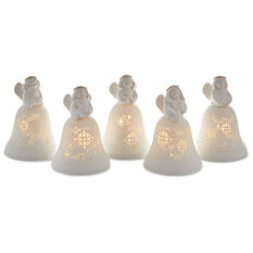 Angel Bell Choir Musical Decorations With Light, Set of 5 - Seasonal