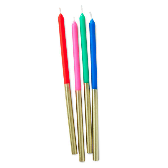 Multicolor and Gold Two-Tone Tall Birthday Candles, Set of 12, , large image number 1