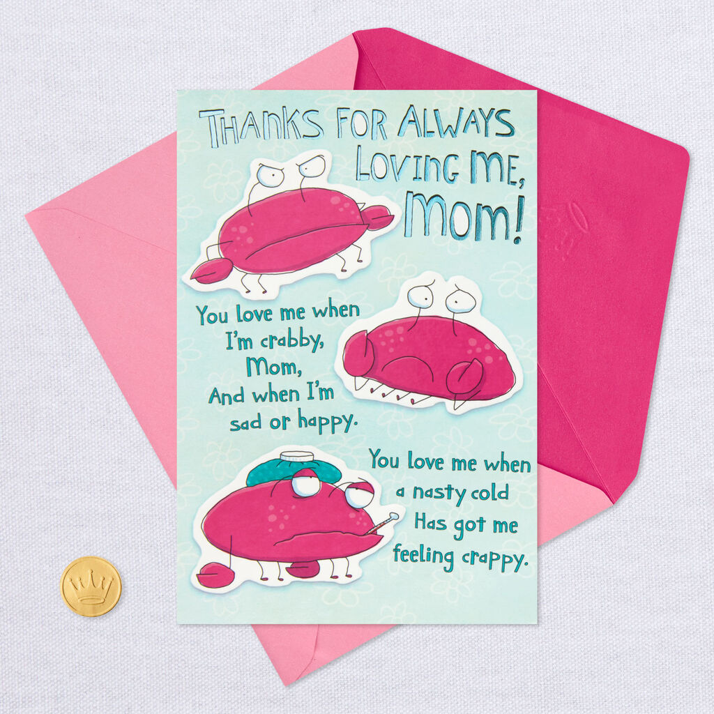 Cartoon Crabs Pop Up Funny Birthday Card For Mom Greeting Cards