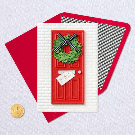 Merry Christmas Front Door With Wreath Christmas Card, , large image number 5
