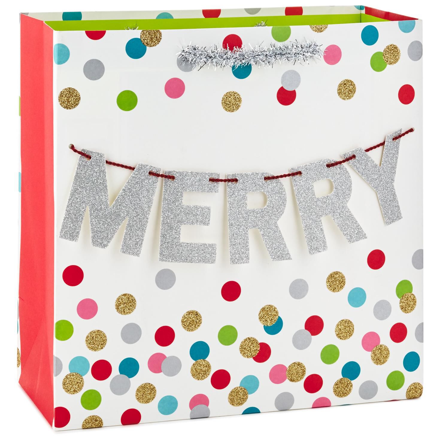 Merry Banner Large Square Christmas Gift Bag With Tissue Paper 10 25 Gift Bags Hallmark