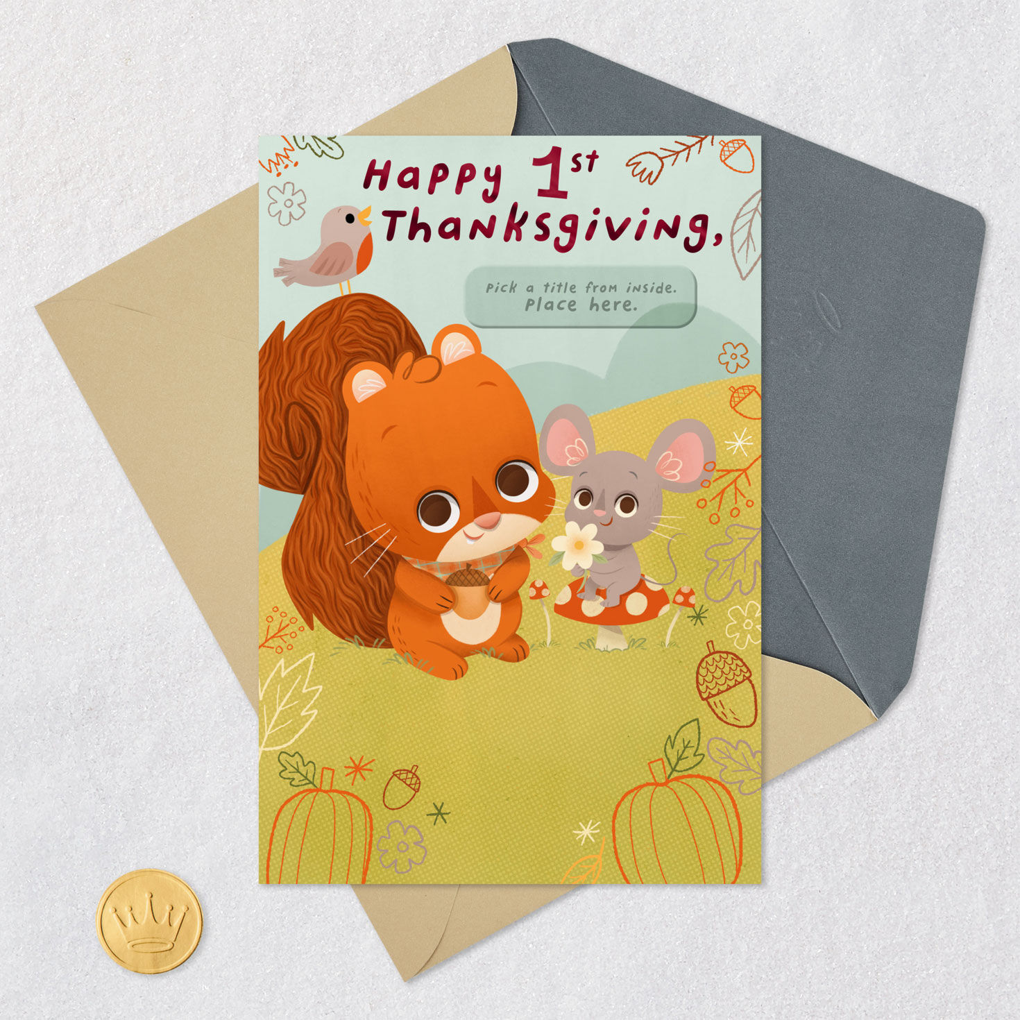 Sweet Little One Customizable Baby's First Thanksgiving Card With Family Stickers for only USD 3.99 | Hallmark