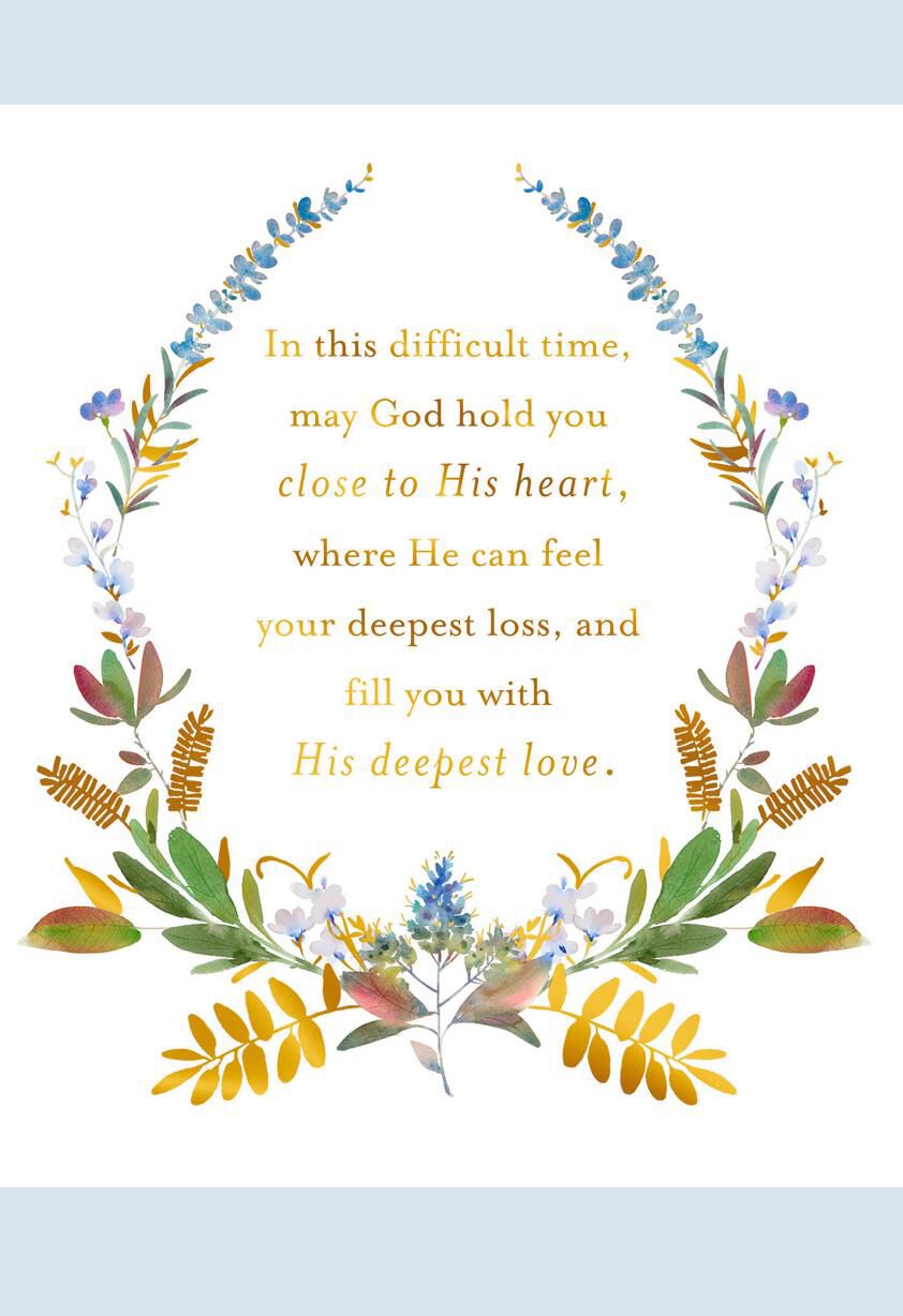 Floral Wreath Religious Sympathy Cards, Pack of 10