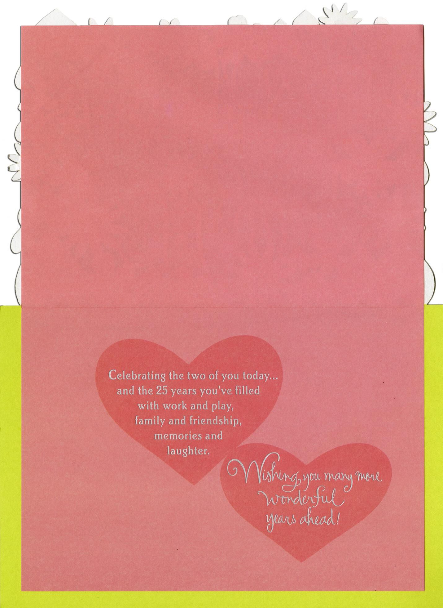 Flowers and Silver Hearts 25th Anniversary Card