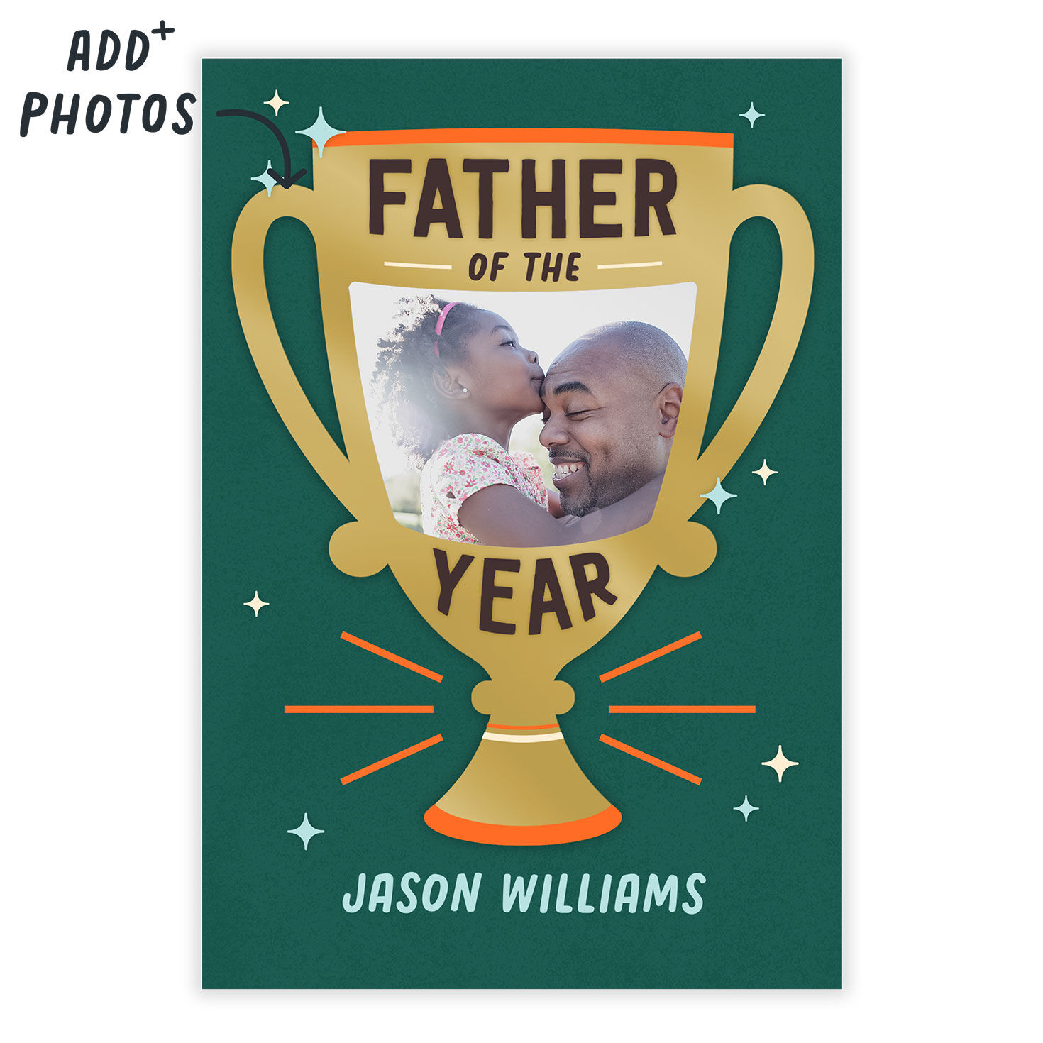 Trophy Chalice Personalized Father's Day Card Card Front indicating personalization image number 2