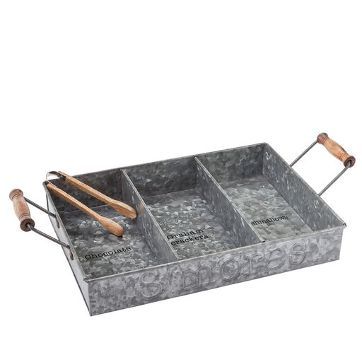 Mud Pie S'mores Serving Tray and Tongs, Set of 2, 