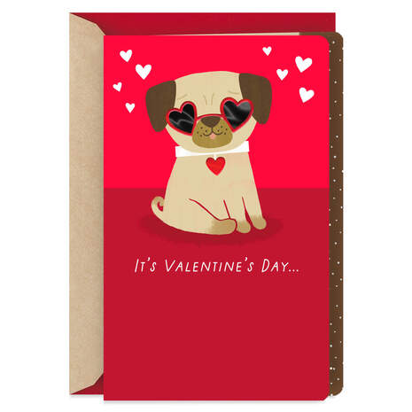 Pugs and Kisses Valentine's Day Card, , large