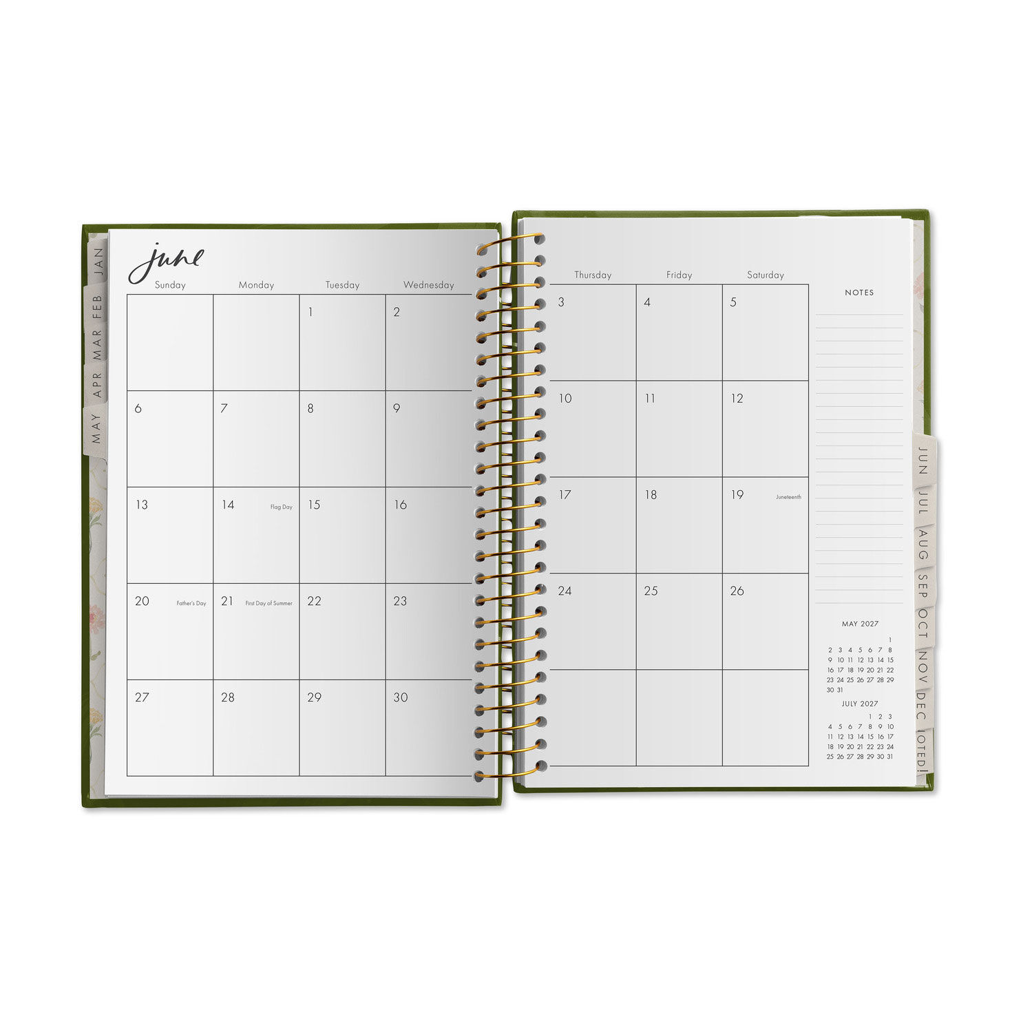 Green Floral Faith Medium 2027 12-Month Calendar inside spread image number 2