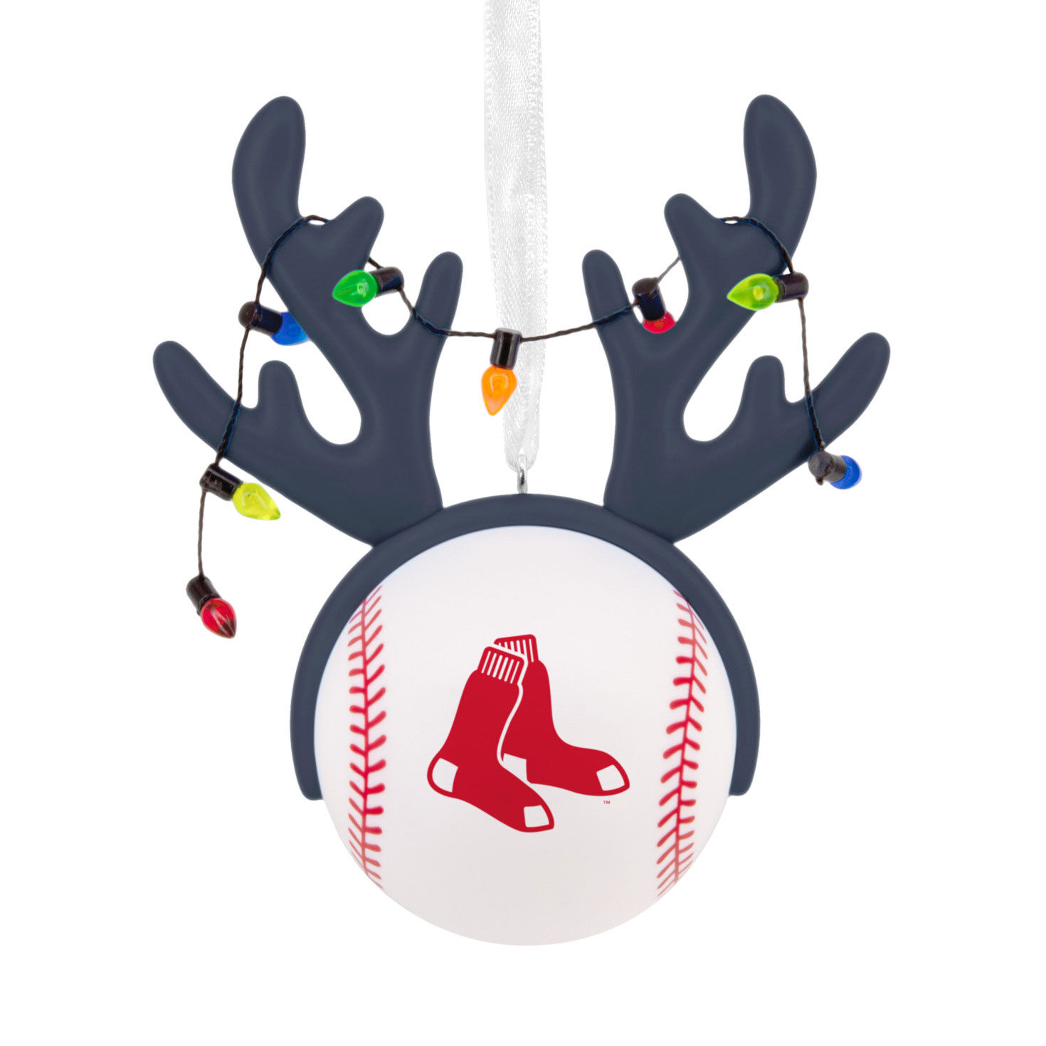 Red Sox Reindeer Baseball Christmas Ornament Front image number 1
