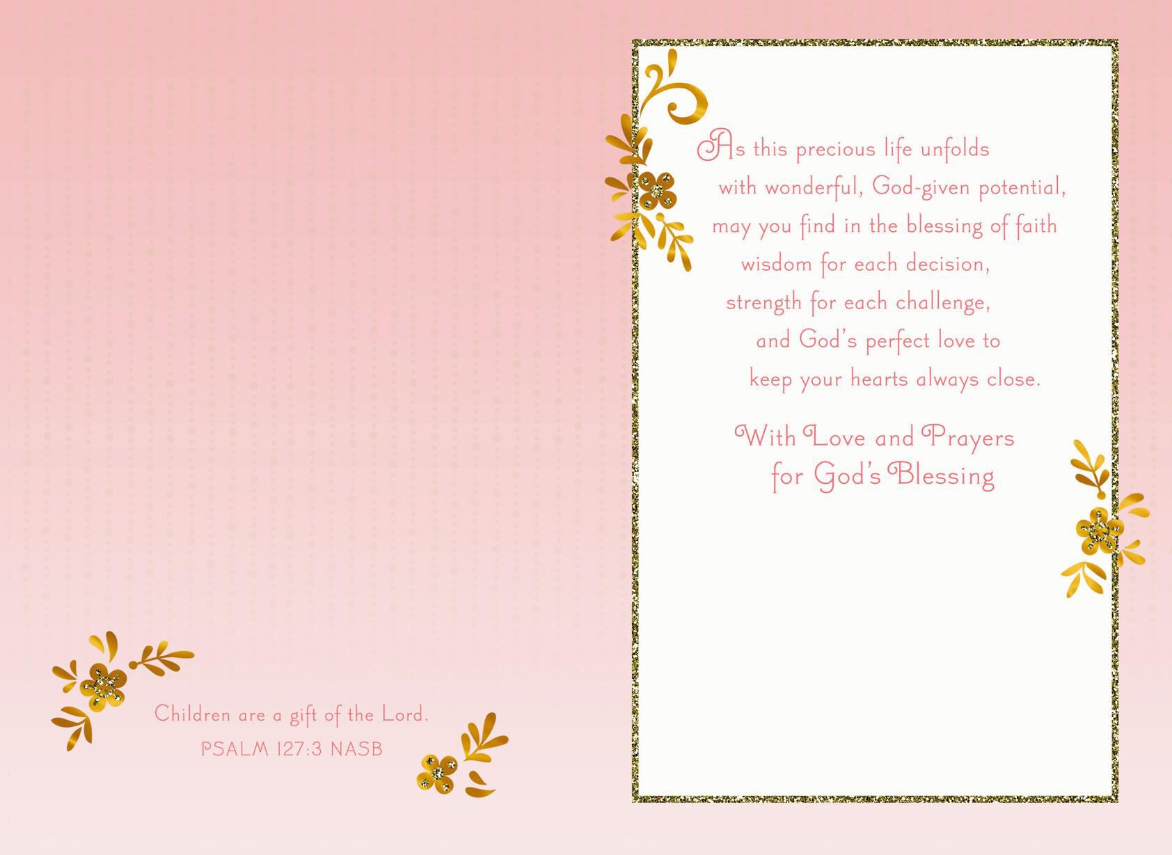 Baby Feet Religious Baptism Card for Girl