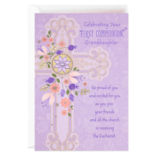 God Will Always Be With You Religious First Communion Card for Granddaughter, 
