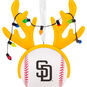 Padres Reindeer Baseball Christmas Ornament closeup view image number 5