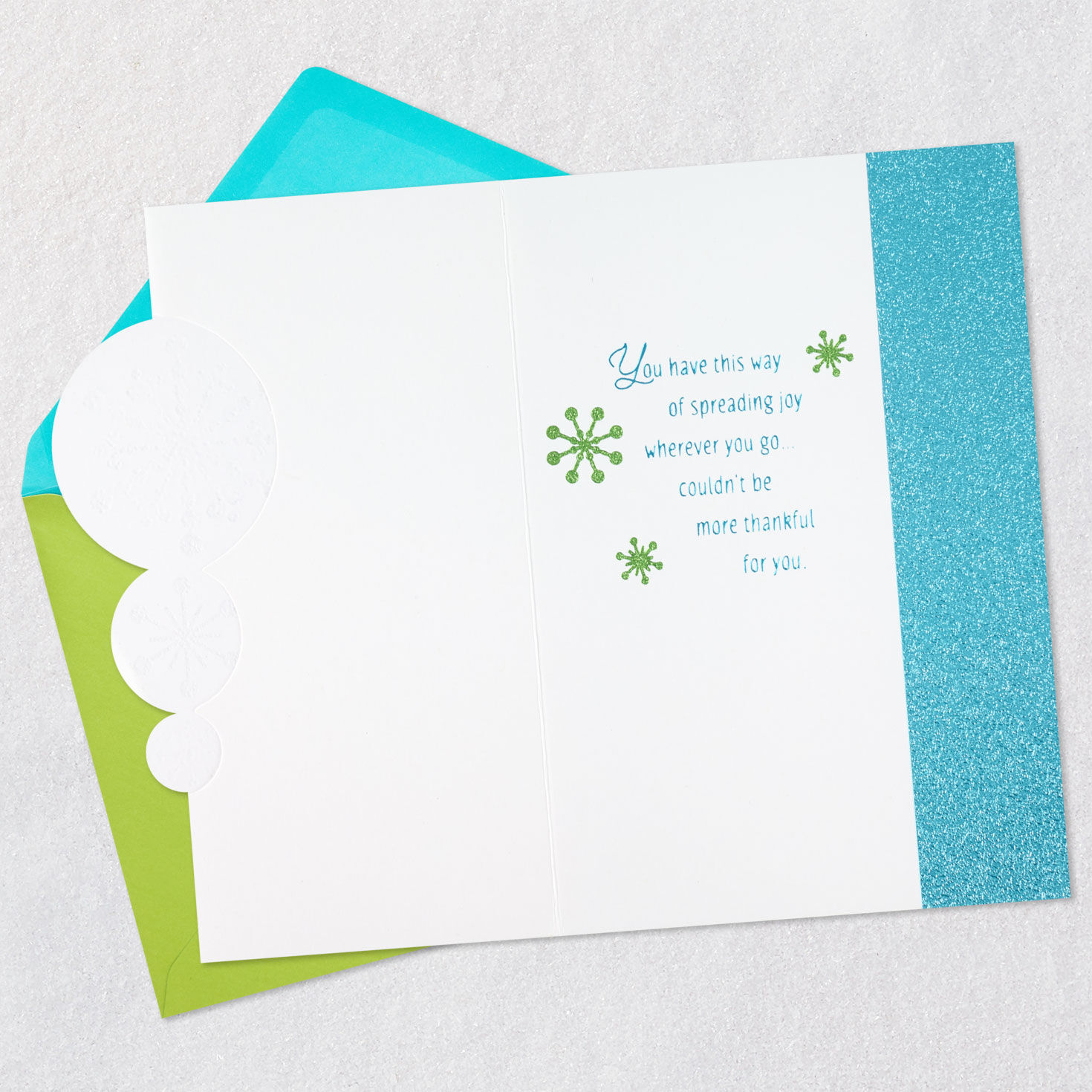 Blue Snowflakes Christmas Card Open card with envelope image number 3