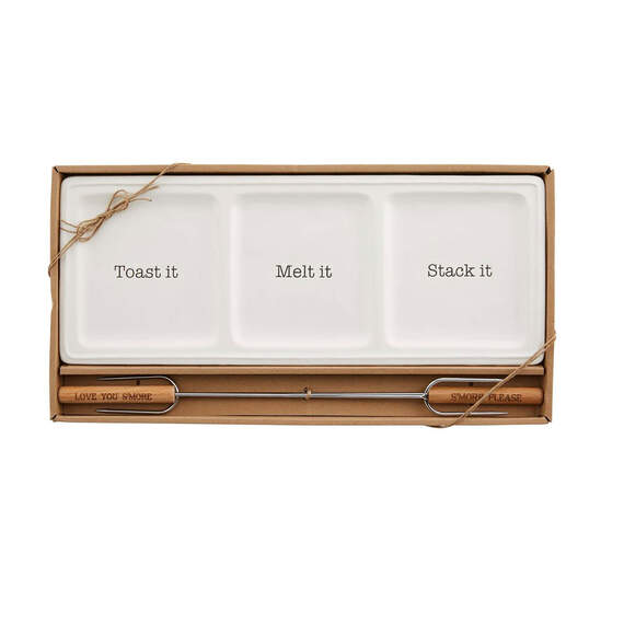Mud Pie S'mores Tray With Skewers, Set of 3