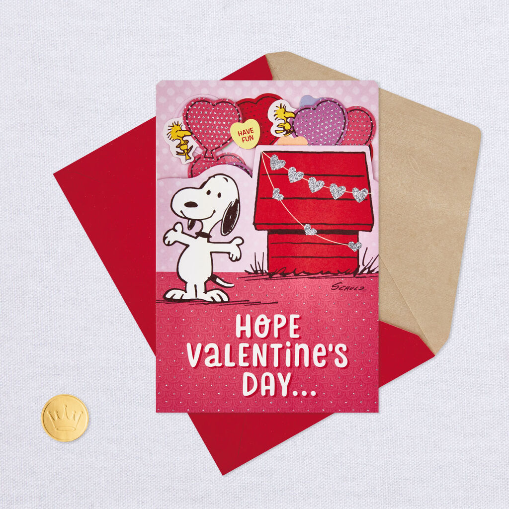 Peanuts Snoopy And Woodstock Pop Up Valentine S Day Card