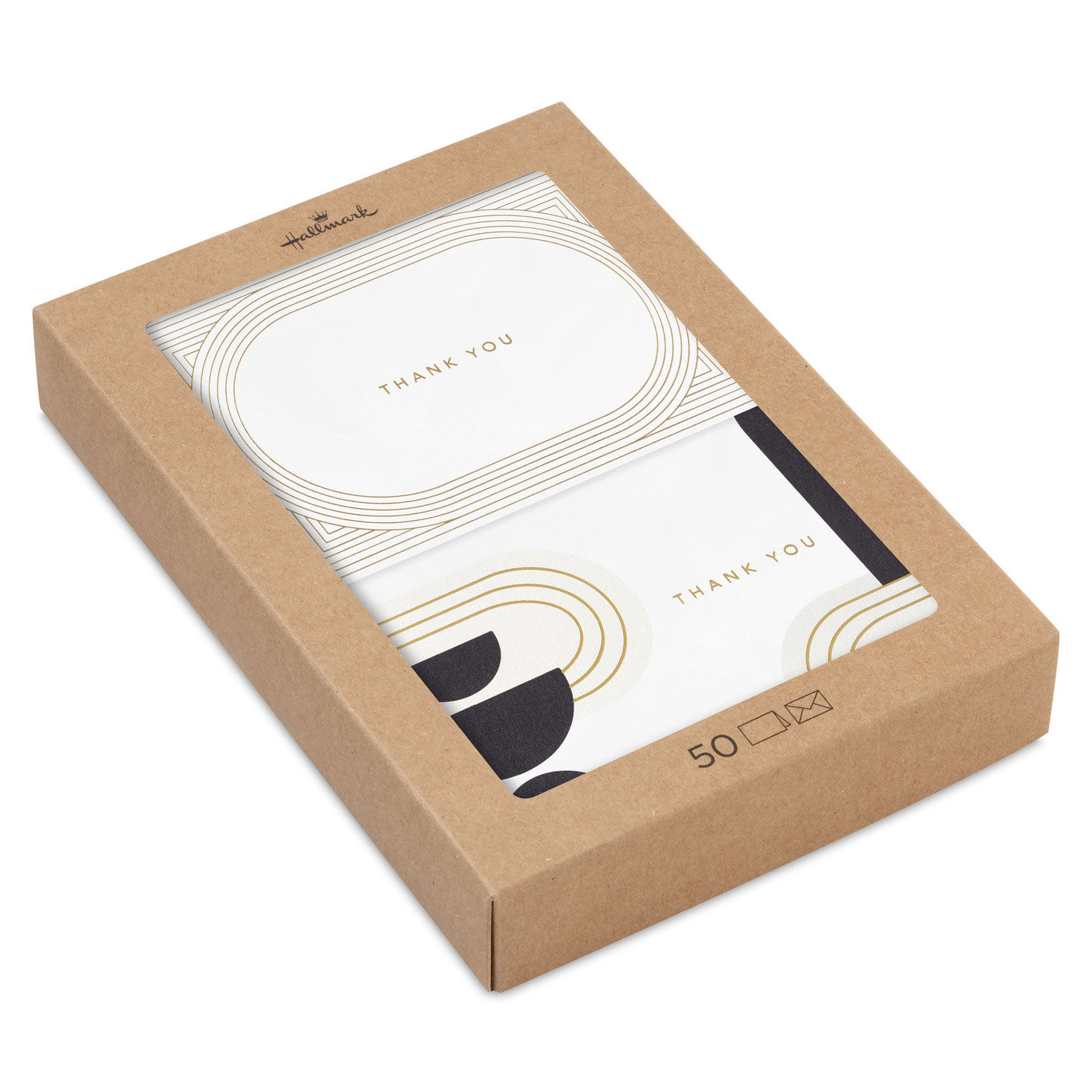 Gold and Black Geometric Thank You Notes Pack Package image number 2