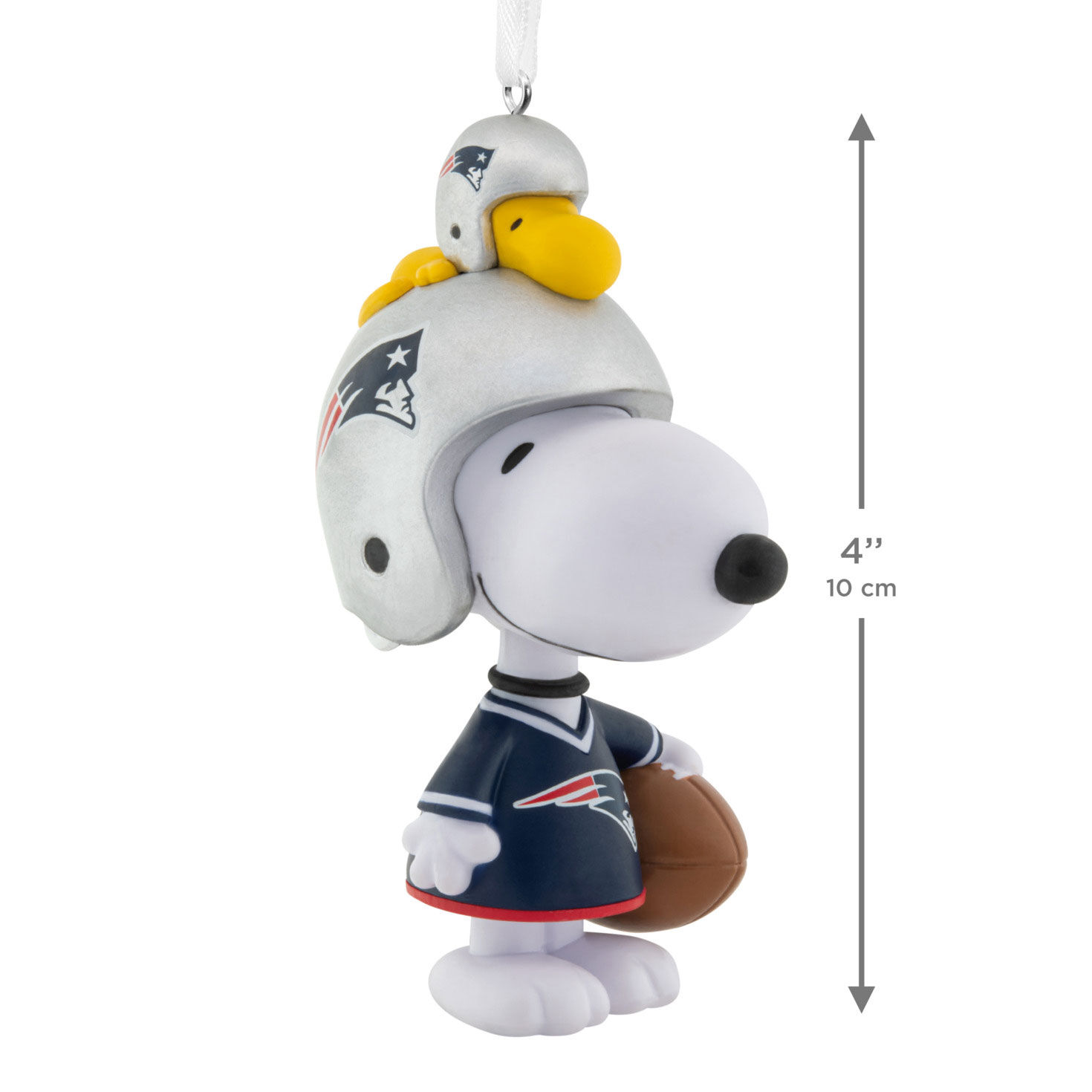 Snoopy New England Patriots Christmas Ornament measurement image number 3