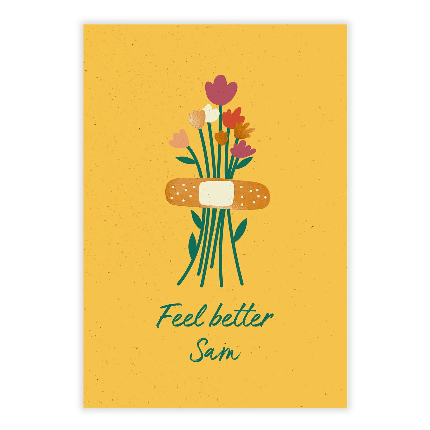 Flowers With Bandage Personalized Get Well Card front image number 2
