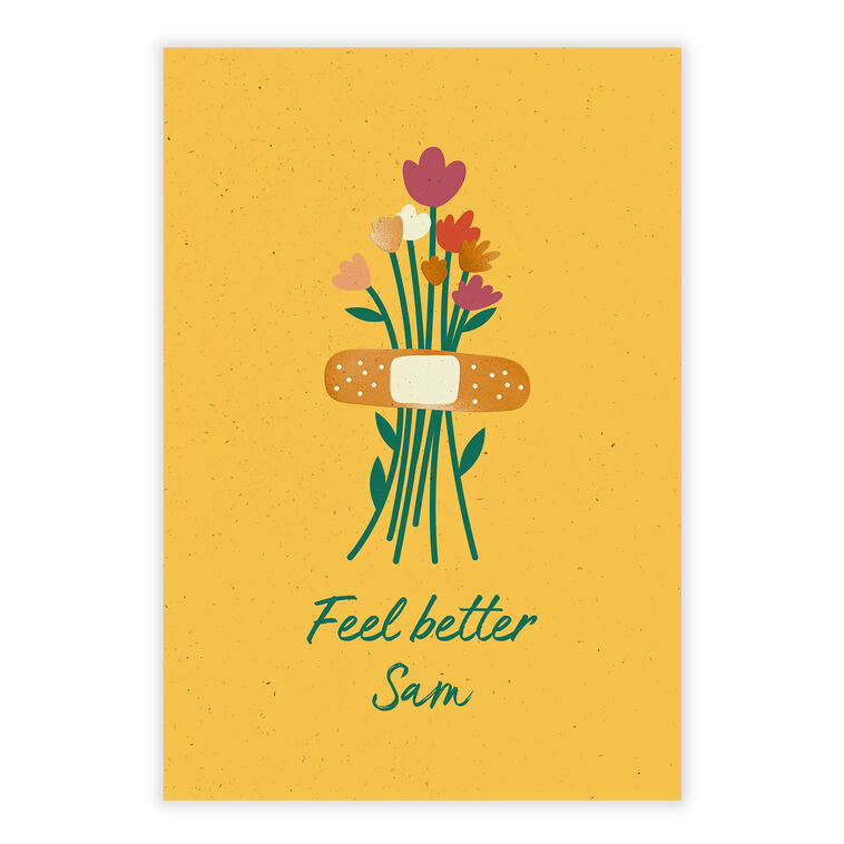 Flowers With Bandage Personalized Get Well Card front image number 2