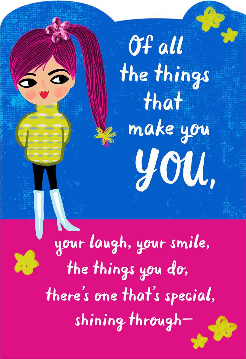 Girl With Ponytail Religious Thinking of You Card for Kids