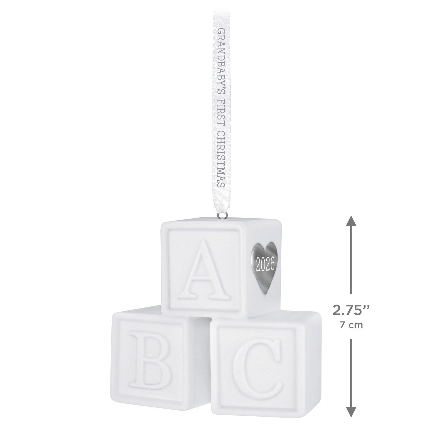 White ABC Blocks Keepsake Ornament measurement image number 3