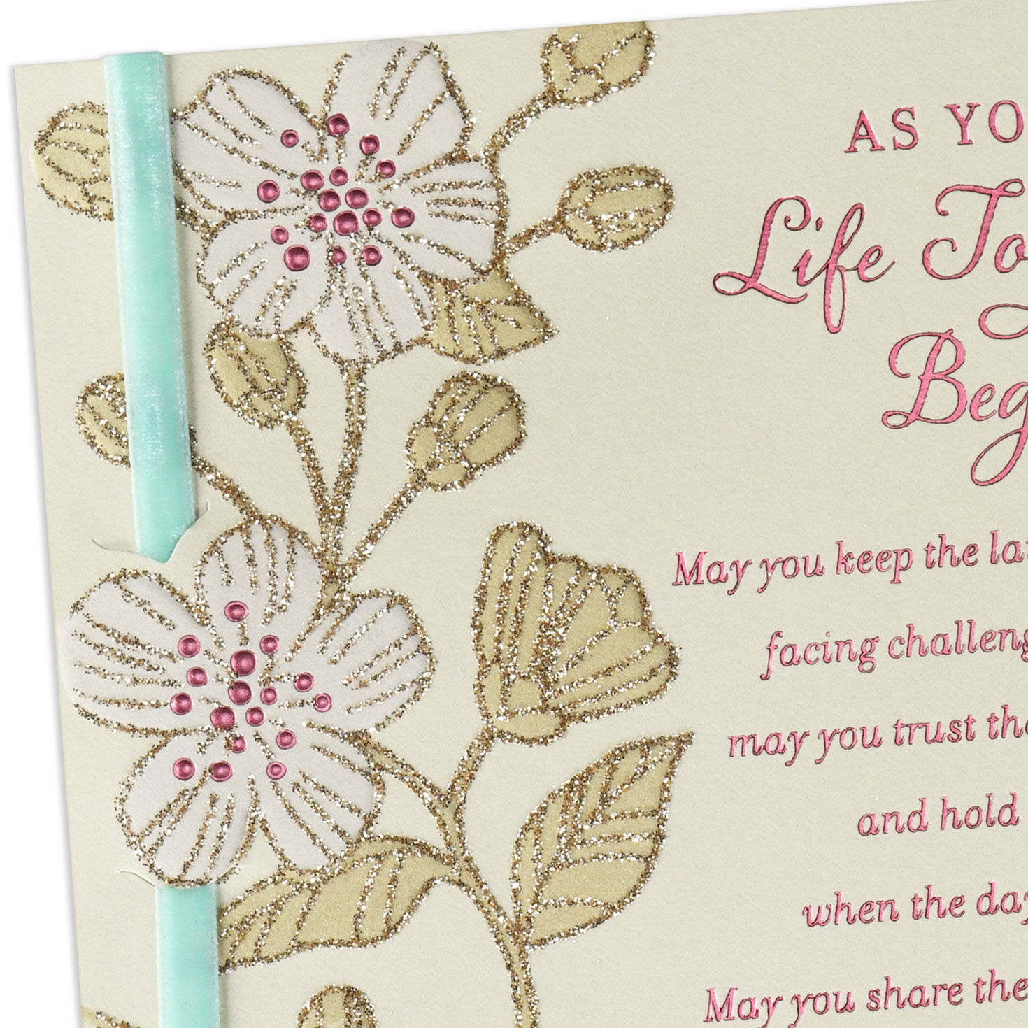 Sparkly Flowers Religious Wedding Card  image number 5