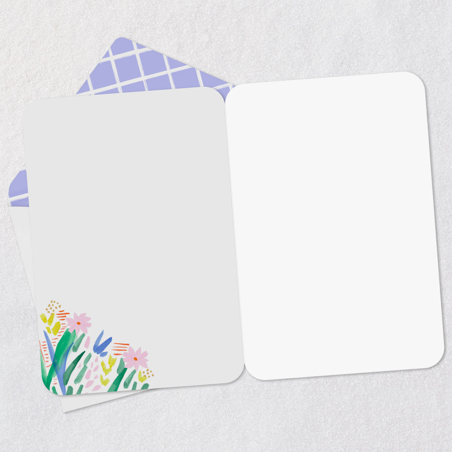 Abstract Watercolor Flowers Blank Card Open card with envelope image number 2