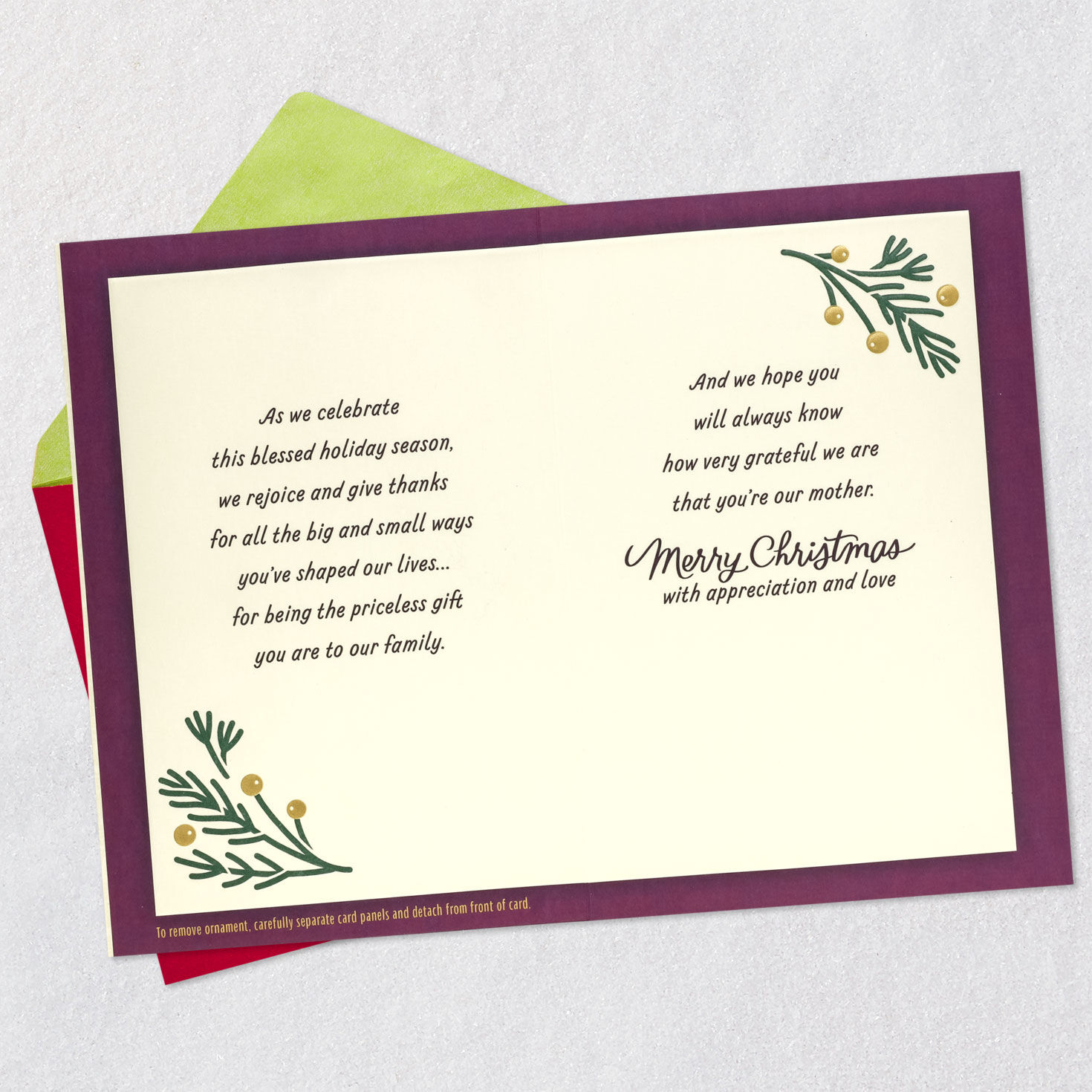 Bible Verse on Ornament Christmas Card for Mom Open card with envelope image number 4