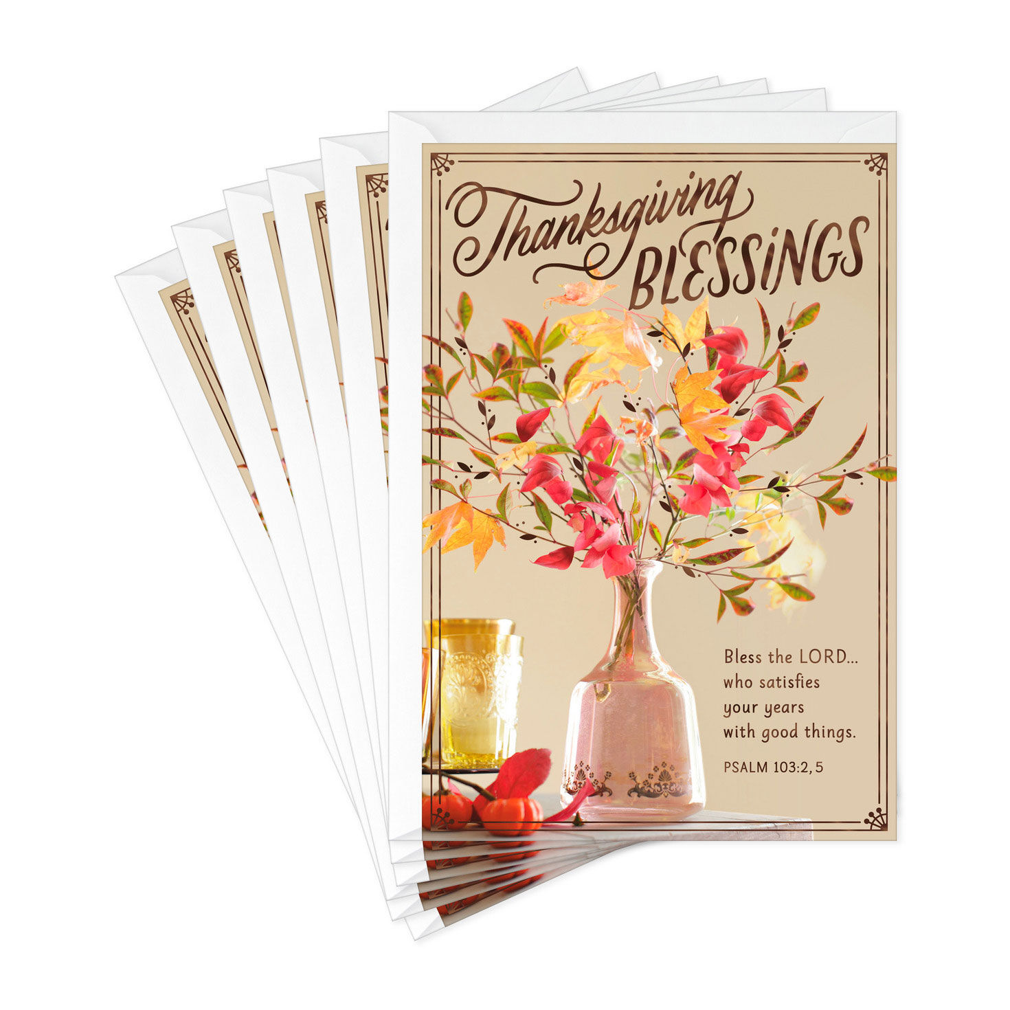 Fall Foliage Bouquet Religious Thanksgiving Cards, Pack of 6