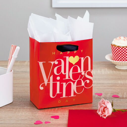 6.5" Happy Valentine's Day Small Gift Bag With Tissue Paper, 