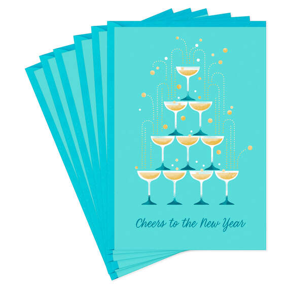 Champagne Tower New Year Cards, Pack of 6, , large image number 1