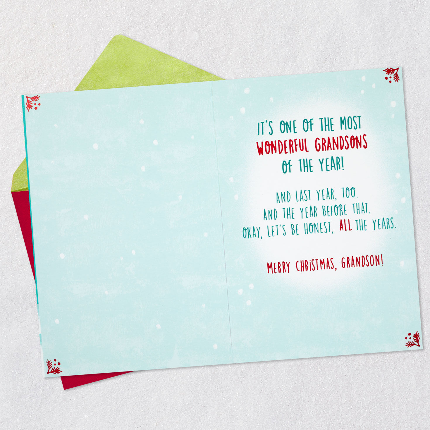 One of the Most Wonderful Grandsons Funny Christmas Card, , large image number 3