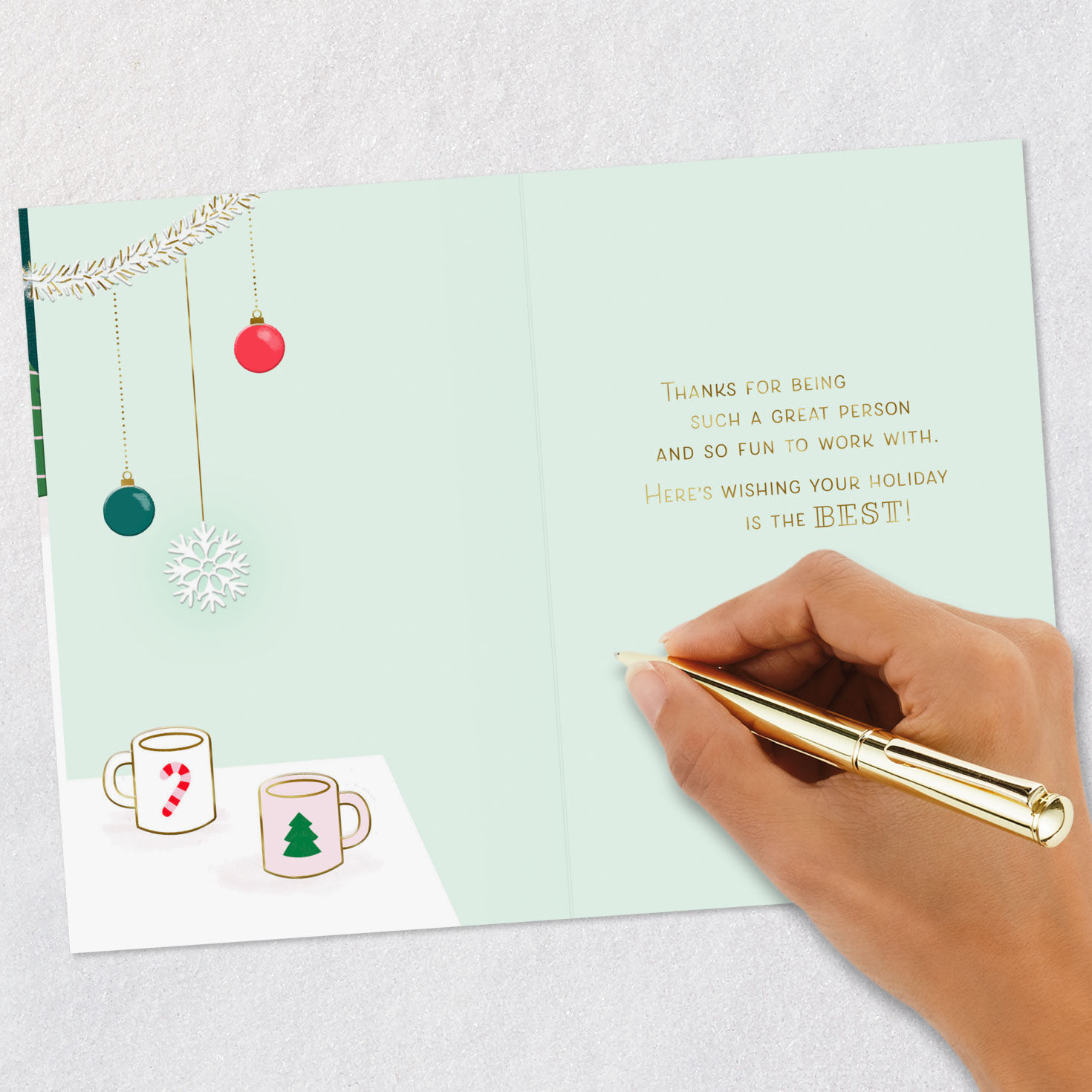 Laptop and Mug Christmas Card for Coworker Signing card image number 6
