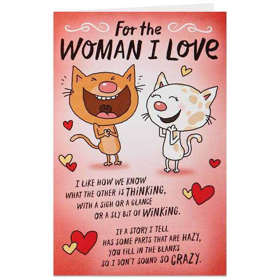 Funny Cats Valentine's Day Card for Wife, , large image number 1