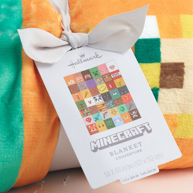 Minecraft Game Icons in Colorful Grid Fleece Blanket closeup view image number 5