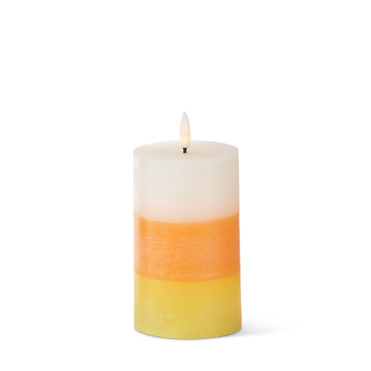 K&K Interiors Candy Corn Pillar Candle, 5.25"