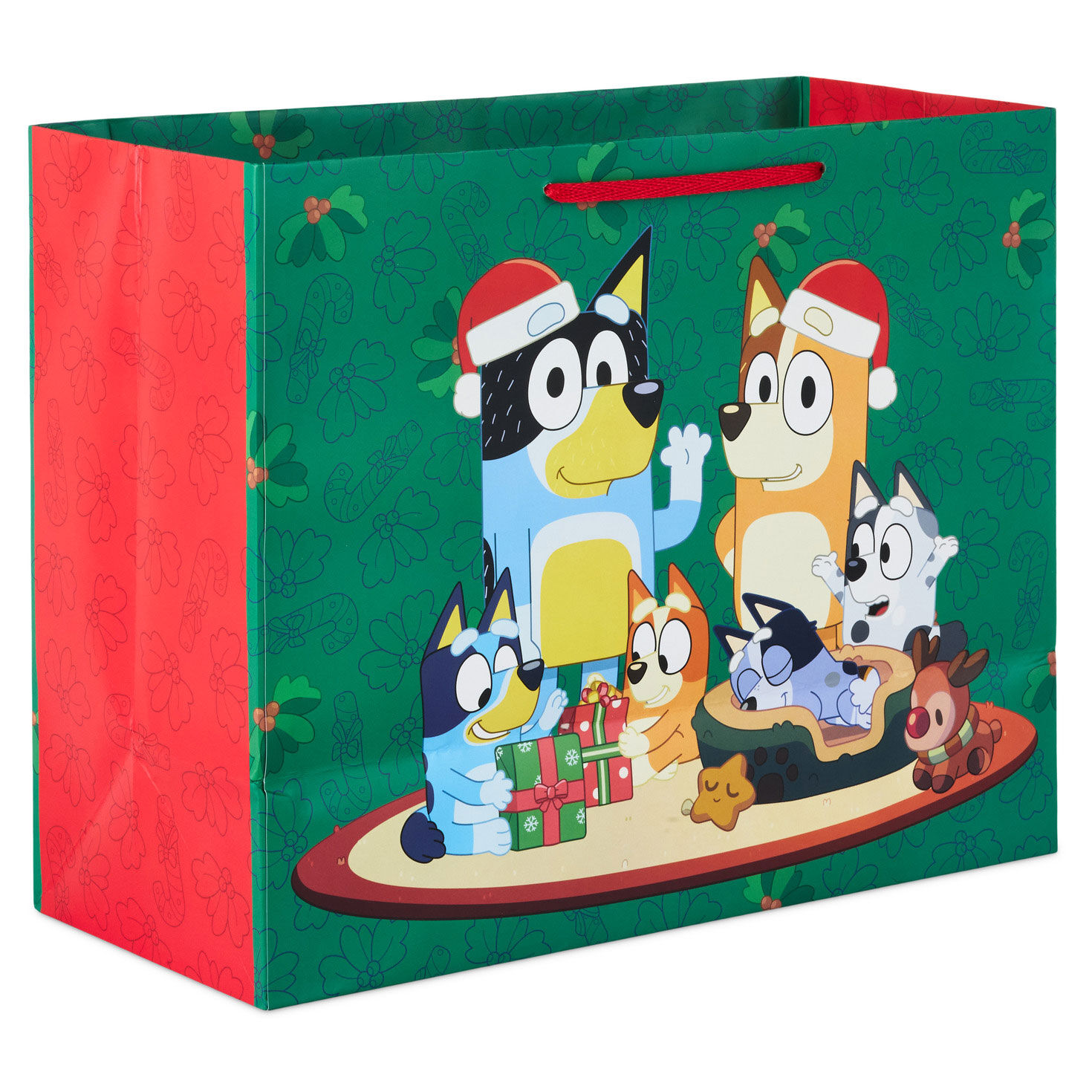 Bluey Family on Green Large Christmas Gift Bag Back image number 6