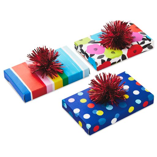 3.7" Assorted Gift Card Holder Boxes With Bows 3-Pack, 