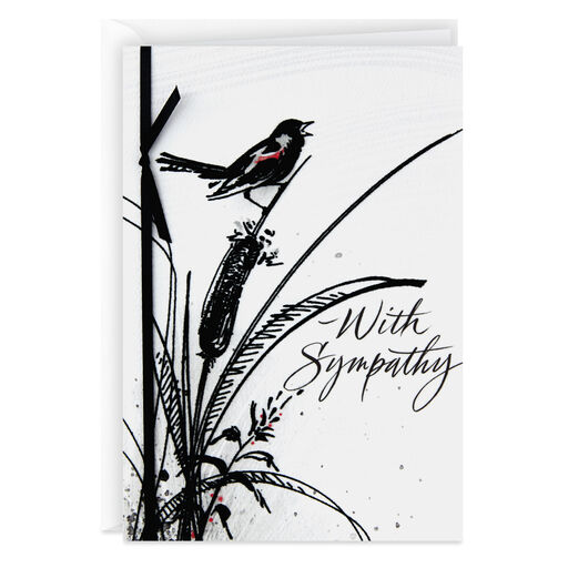 Bird on Cattail Sympathy Card for Loss of Parent, 