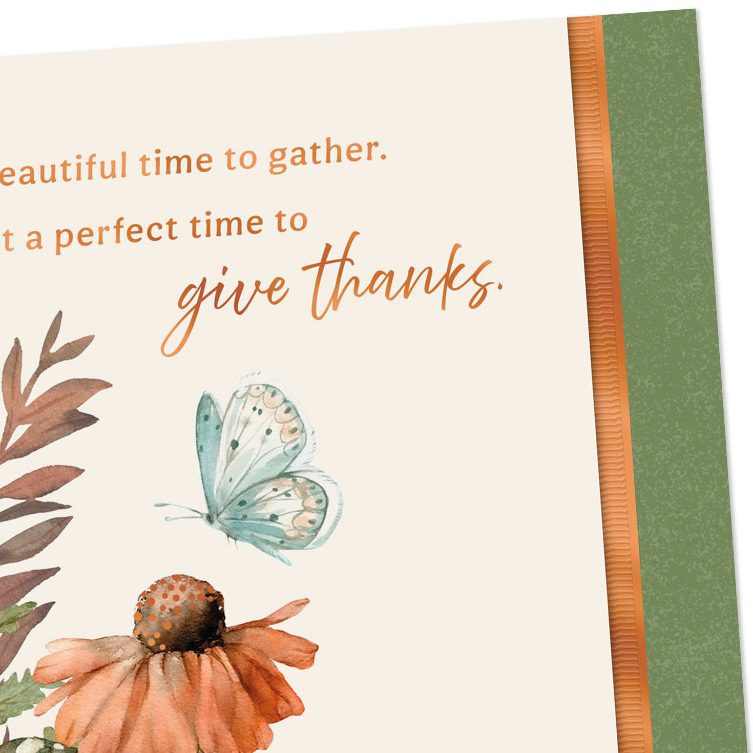 Butterfly, Flowers and Mushrooms Thanksgiving Card Card Front Detail image number 4
