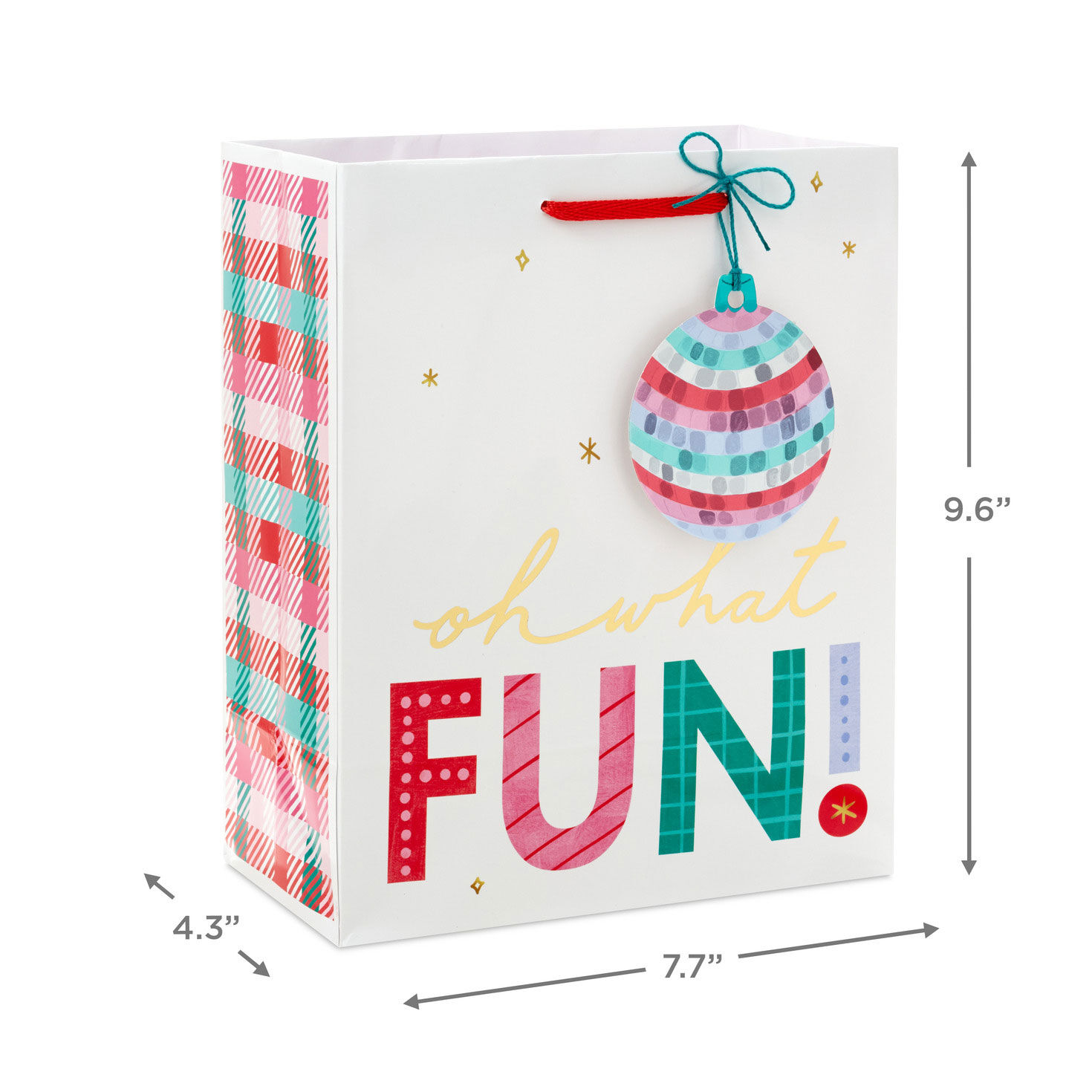 Disco Ball Ornament Medium Christmas Gift Bag measurement image number 3