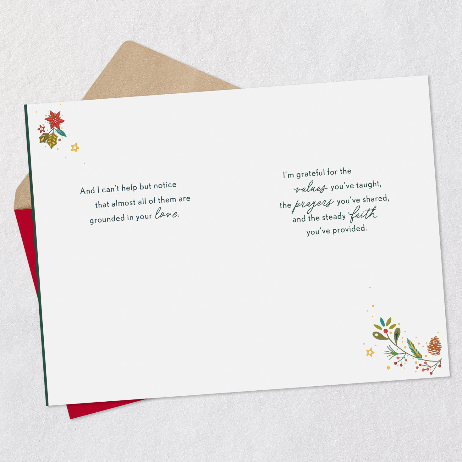 Botanical Floral Green Mom Christmas Card Open card with envelope image number 4