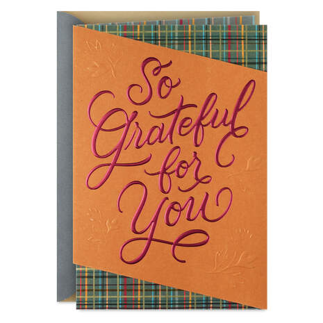 Script Lettering on Fall Plaid Thanksgiving Card Card Front