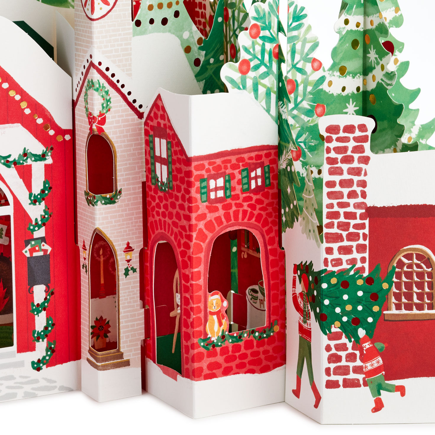 Jumbo Christmas Village Pop-Up Christmas Card upclose view image number 7