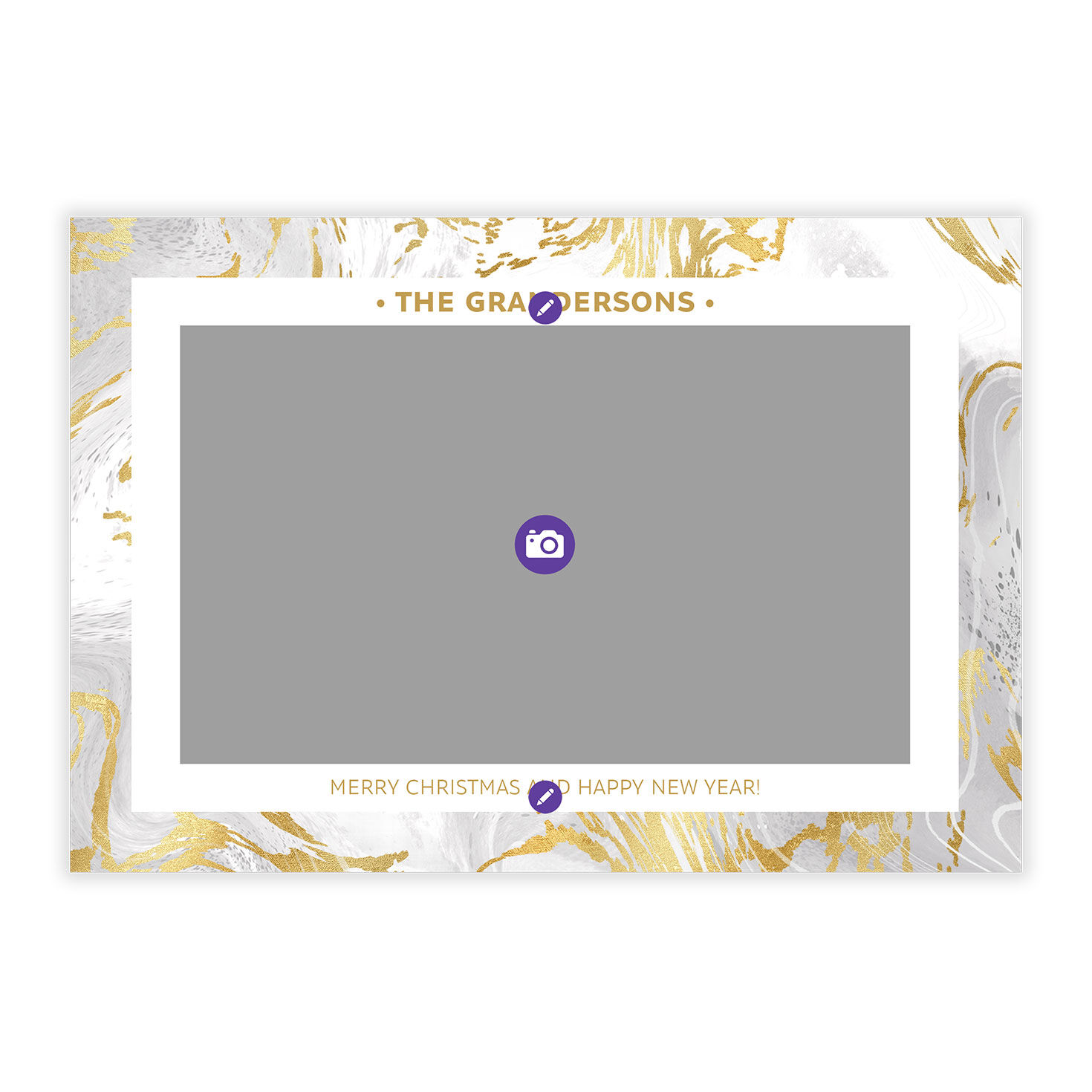 Marbled Flat Christmas and New Year Photo Card, , large image number 5