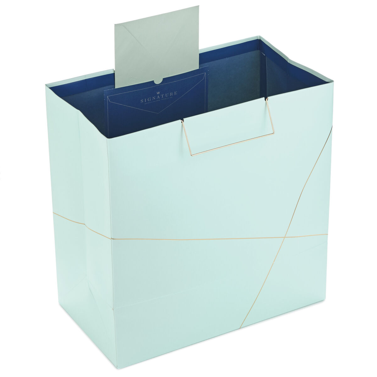 15" Mint Green With Gold ExtraDeep Square Gift Bag Gift Bags Hallmark