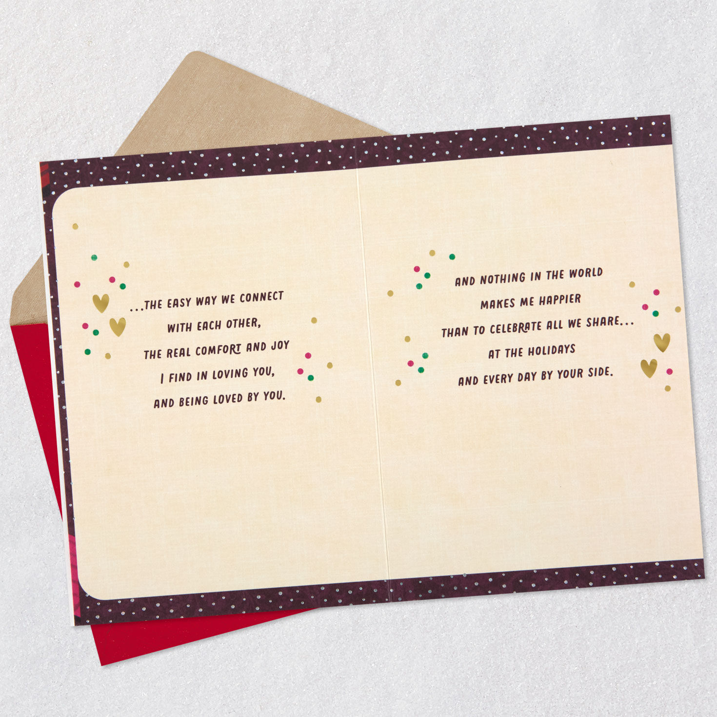 Black Hands with Mugs of Cocoa Christmas Card for Spouse Open card with envelope image number 4