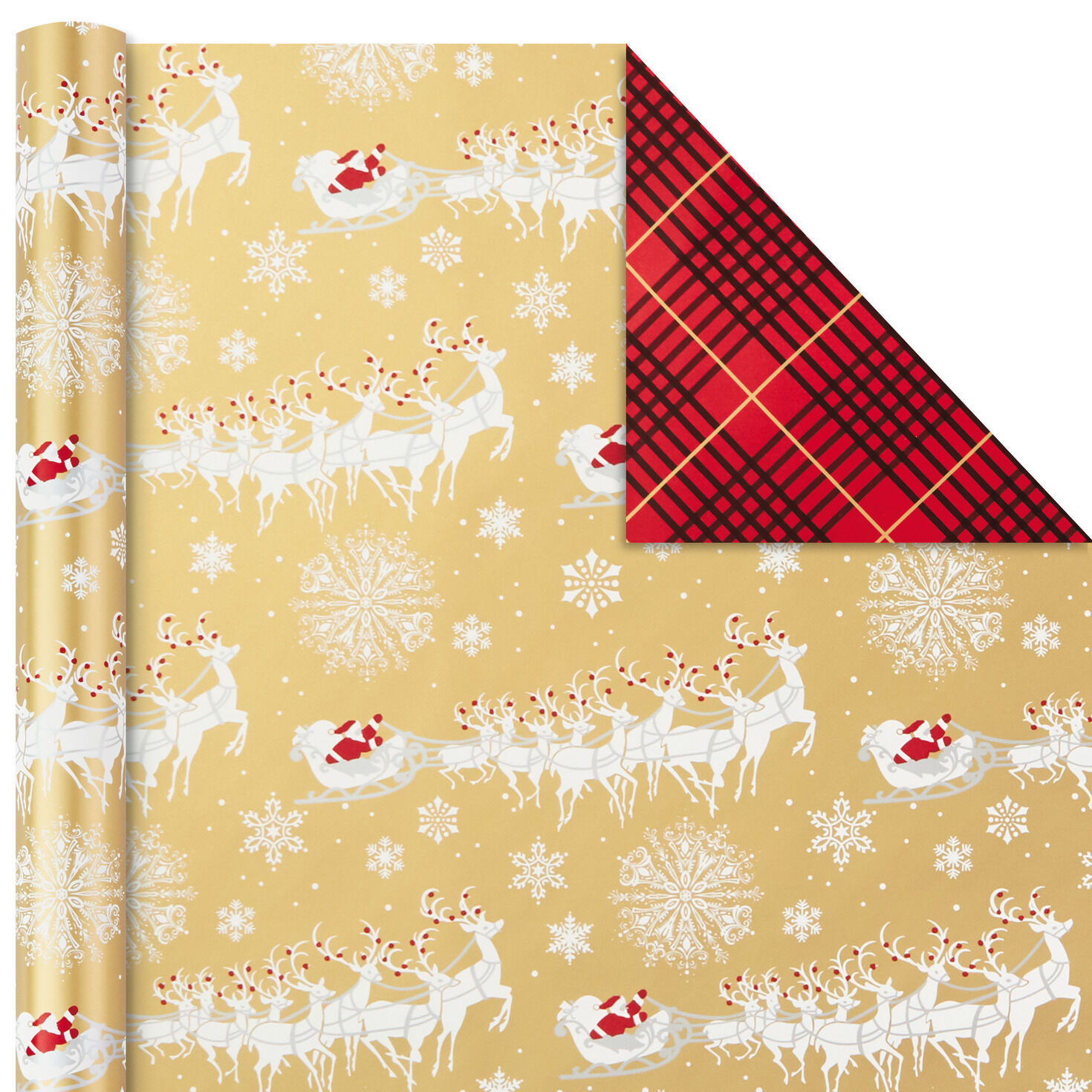 3-Pack Red and Gold Reversible Christmas Wrapping Paper  image number 6
