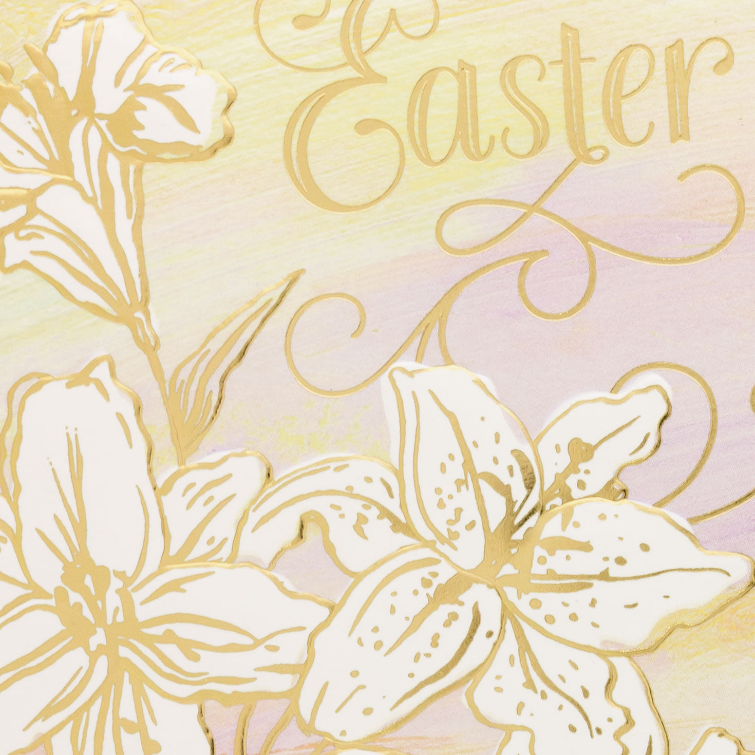 White Lilies on Purple Religious Easter Card Card Front Detail image number 6